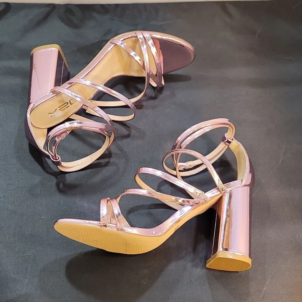 BRAND NEW X2B METALLIC STRAPPY HIGH HEEL WOMEN'S SANDAL